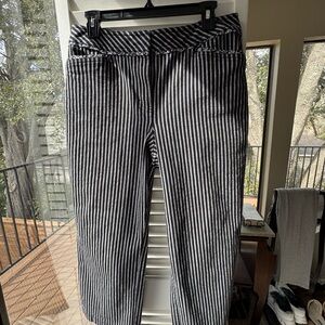 LOFT Black and White Striped Laura pants